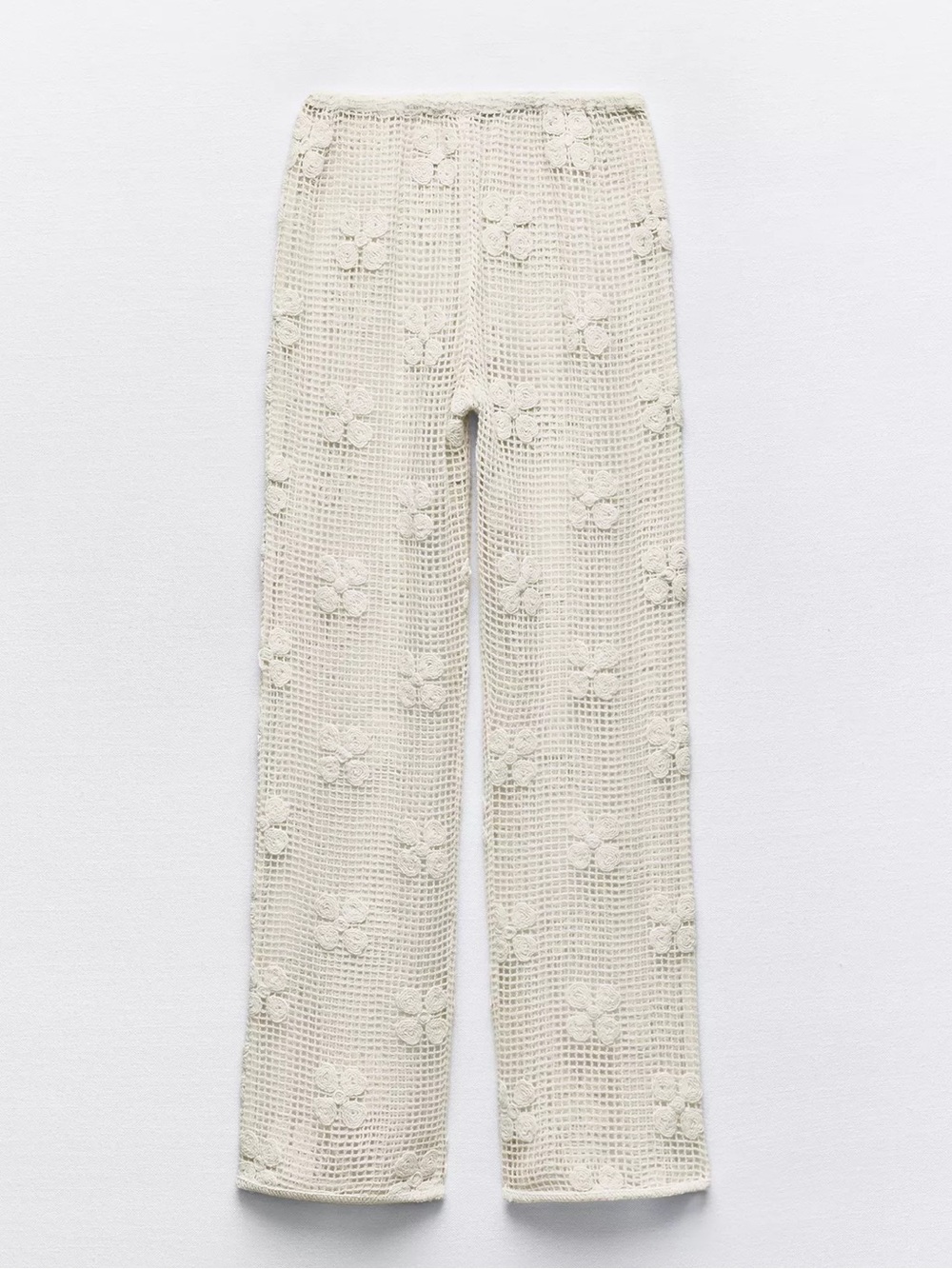 Zara Crochet Floral Knit Pants